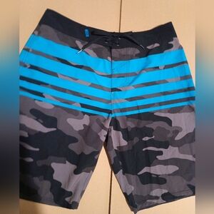 Dakine Men's Camo Board Shorts with Blue Stripes